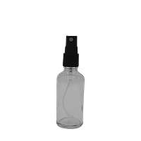 50ml clear glass bottle with black mister spray